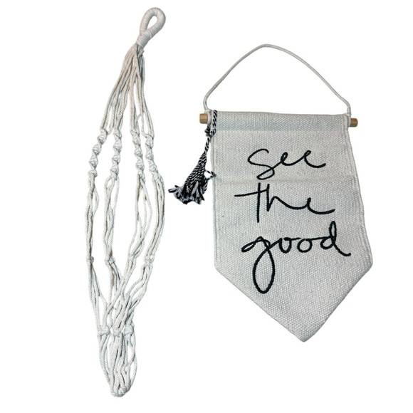 Banner Wall Hanging & Macrame Plant Holder - Picture 1 of 4